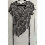 7 For All Mankind  Pima Cotton Short Sleeve Wrap Around Tie Shirt Top Sz Large Photo 3