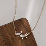 Zircon Bow Necklace Gold Photo 3