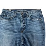 American Eagle High Waisted Frayed Hem Straight Leg Denim Jeans Whiskers Size 10 Blue Photo 2