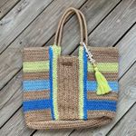 Shore Thing Women's Tan Raffia Straw Large Tote Bag NWOT Brown Photo 0