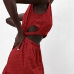 ZARA  Rust Eyelet Cutout Dress Size M Sleeveless Summer Boho Ruffle Hem Photo 2