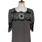 Anthropologie Dil Dress 6 Gray Silk Lace Short Sleeve Romantic Vintage Photo 1