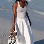 ASTR  the Label Contrast Midi Sundress in White Size Medium Photo 1