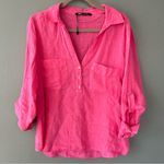 ZARA Hot Pink Half Button Up beach coverup Size large Photo 0
