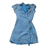 Madewell  Blue Silk Ruffle-Edge Wrap Dress in Bitsy Floral S Photo 2
