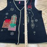 Holiday Time Vintage  Christmas Sweater Vest Gifts Presents Bulbs Size XL Black Photo 7