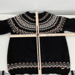 Calvin Klein Women Fair Isle Knit Sweater Black Brown White Crew Neck Size L Photo 6