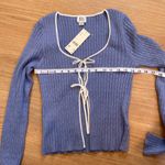 BDG  Blue Long Sleeve bow Tie Front Blouse XL coquette romantic Photo 7