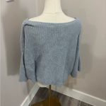 Free People  Soft Blue Crew Neck Sweater Photo 2