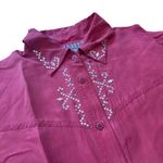 Wanted by Beads Beautiful Vintage Silk Western Shirt Studded Red Cowgirl Small* Photo 5