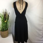 Bebe Black Sleeeveless Plunge Front Draped Sleeveless MIDI Dress S Photo 2
