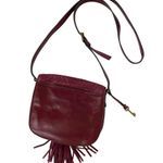 Fossil Emi Red Tassel Leather Saddle Crossbody Bag Color Wine Photo 6