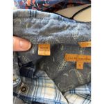 Jachs Girlfriend Bea Plaid Flannel Shirt Blue pearl snaps rollup cuff Women’s M Photo 2