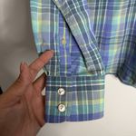 Peter Millar  Women's Medium Pull Tab Sleeves Plaid Blouse Button Front Stretch Photo 7