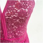 Morgan & Co Size Small Keyhole Sequins Tie Back Halter Maxi Dress Prom Maroon Red Photo 10