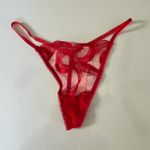 Victoria's Secret  Red Lace Bow Bra Thong Lingerie Matching Set sz Small Coquette Photo 5