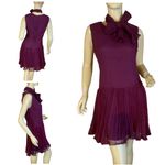 MR. MORT PURPLE & CREAM PLEATED MINI DRESS & JACKET 1970’S MATCHING SET (M) Size M Photo 6