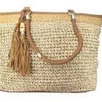 Giani Bernini Natural Marled Straw Dual Tassel Tote Handbag Shoulder Bag Photo 0