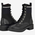 Tommy Hilfiger Women's Tesse Logo Lace up Combat Booties Black Boots NEW Size 6 Photo 0