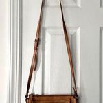 Vilenca Holland Tan Brown Woven Leather Slim Front Zip Pocket Crossbody Bag Photo 0