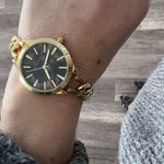 Chico’s Tortoise Face Gold Tone Chunky Chain Link Watch‎ Brown Photo 0