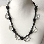 Silver Tone Multi Chain Chunky Crystal Necklace Whimsigoth Punk Goth Statement Photo 0