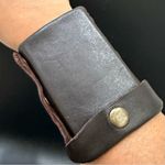 Vintage Handcrafted Brown Soft Leather Snap Button Wrist Wallet Photo 3
