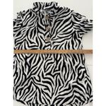 John Mark Zebra Tunic Size M Black White Oversized Lagenlook Wired Collar Size M Photo 12