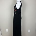 World Market Dress Womens Small Medium Black Embroidered Floral Maxi Boho India Photo 9