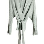 Marissa Webb Mint Green Blue Wool Ribbed Knit Cardigan Wrap Sweater Size Small Photo 3