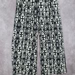Black White Wide Leg Pullon Boho Beach Funky Print Bottoms Pants Medium Photo 3