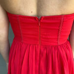 Minuet Boutique Purchased Embroidered Red Strapless Dress - size S Photo 4
