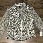 Style & Co STYLE CO. ZIP-UP PRINTED JACKET AZTEC S SMALL BLAC Photo 1