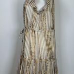 Oliphant Design 100% Cotton Gold Stripe Flutter Sleeve Dress Women’s Size Small Photo 4