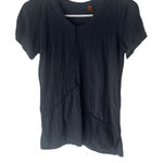 Ojai Women's Small Blue Striped Laggen Art Minimalist‎ Cotton Short Sleeve Top Photo 0