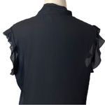 New York & Company Top Tie Neck Ruffle Cap Sleeves Green New Women’s Size XXL Black Photo 8