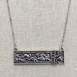 Wild West Saguaro Cactus Bar Necklace Silver Photo 2