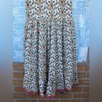 Pink chicken metallic tassel rose prints dress size large Photo 10