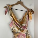 Showpo Glaucus Cut Out Satin Floral One Shoulder Midi Dress Sz 8 NWT Pink Photo 3