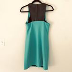 Tibi New  Green Teal Turquoise Black Bonded Vinyl Applique Dress Women's Size 2 Photo 2