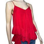 Madison Marcus  Women’s S Red Silk Double Ruffled Hem Spaghetti Strap Camisole Photo 0