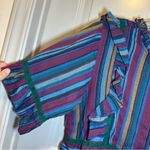 dRA Blue/Purple Striped Short Sleeve Ruffle Accent Blouse size M Size M Photo 3