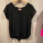 Philosophy Cute  black silky whimsigoth boho buttons cap sleeve flowy blouse Photo 6