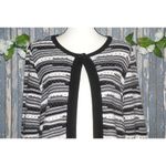 Liz Claiborne Ladies Black White Single Button Cardigan Sweater SZ M Open Front Photo 1