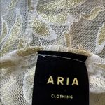 Aria Gold Floral Lace see through Bodysuit Photo 4