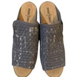 Minnetonka Grey Denim Woven Mona Peep-toe Slide Heeled Sandal Size 10 / Euro 41 Photo 0
