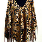 Maggie Barnes Vintage  Vintage 1990s Flocked Velvet Fringed Poncho Top Photo 0