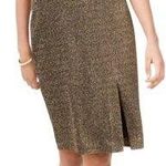 Vince Camuto One Shoulder Glitter Knee Length Dress Womens 12 Gold Slit Cocktail Photo 0