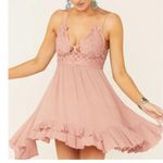 Free People  Adella‎ Slip Lace Western Casual Boho Rose Dress Small Photo 0