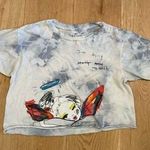 BSR By Samii Ryan Crop Tie Dye Angel Tee in Gray & Blue Photo 0